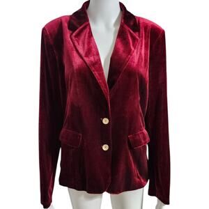 Allegra K 1X Office Coat Solid Shawl Collar 1 Button Valentine's Day Velvet Red